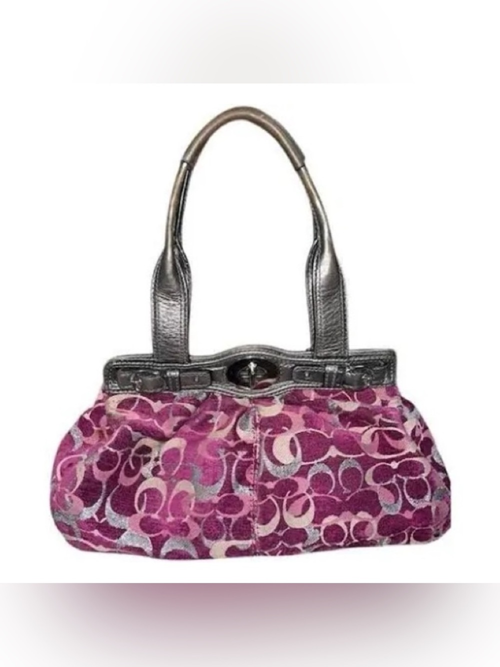 COACH Limited Edition Mia Optic Signature Pink Chenille Shoulder Bag VTG RARE
